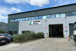 Schwing Stetter UK’s new 3,000 m² site in Marlow, which supports expanded parts stock, servicing and equipment preparation.