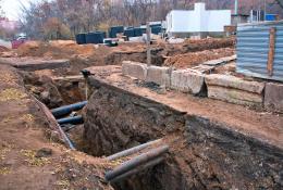A trench on a construction site