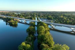 An aerial view of The 2.1-mile Colne Valley viaduct, which is now complete and built from 1,000 precast concrete deck segments.