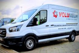 A white van with red livery - Volumech’s new mobile parts shop will travel throughout the South East supplying components for volumetric concrete mixers.