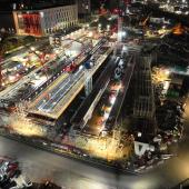 Night time photo of the first concrete pour for HS2's Curzon 3 Viaduct decks