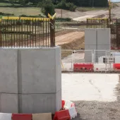HS2's Wendover Dean piers under construction looking south