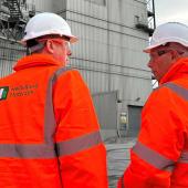 Lord Callanan during his visit to Padeswood cement works