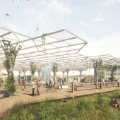 An artist's rendering of a concrete structure