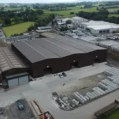 An aerial view of Moore Concrete's manufacturing facility near Ballymena, Northern Ireland.