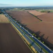 An aerial view of the A64, a low carbon road.