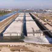 In Zeebrugge, Belgium, the eight tunnel elements of the Scheldt Tunnel 
