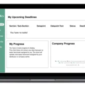 A visual of a computer scree showing Achilles's Comply360, which supports sustainability reporting frameworks including CSRD, IFRS, and GRI.