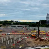 A piling rig at work on at HMP Glasgow, with up to four rigs planned at peak to deliver 4,700+ piles.
