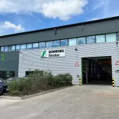 Schwing Stetter UK’s new 3,000 m² site in Marlow, which supports expanded parts stock, servicing and equipment preparation.