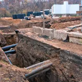 A trench on a construction site
