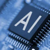 An AI labelled electronic component mounted on a circuit board
