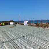 A raft of Composite glass and carbon rebar ready for concrete to be poured