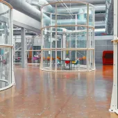 The glass canopy surrounding the outside escalators at the Centre Pompidou in Paris has been reused to create office space. (Image: Alexandre Attias)