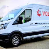 A white van with red livery - Volumech’s new mobile parts shop will travel throughout the South East supplying components for volumetric concrete mixers.