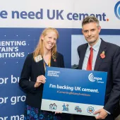 Dr Diana Casey, Mineral Products Association, with event sponsor Jon Pearce MP