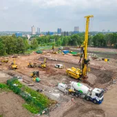 RBL’s new 7010 rig installing CFA piles on the Canalside regeneration site in Wolverhampton.
