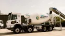 IMER's Superlight 9m³ Concrete Mixer at it's UK launch at Utranazz's Open Day on 13 and 14 June 2025, in white with a the Utranazz's logo on its side