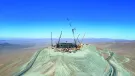 An aerial shot of the under construction the ELT (Extremely Large Telescope) on the Cerro Armazones mountain in the Chilean Atacama Desert. 