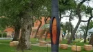 A 3D-printed concrete sculpture in a park at the Venice Architecture Biennale