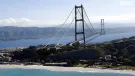 A rendering of the 3,300 m suspension bridge that will connect Sicily to mainland Italy with road and rail, supported by 40 km of new infrastructure by the Stretto di Messina (Messina Strait company).