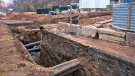 A trench on a construction site