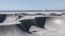 2024/25 Concrete in Life Winner, Venice Beach Skating by Henrik Hagerup shows a single skateboarder performing tricks at a concrete skatepark with the sea and beach in the background