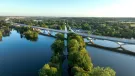 An aerial view of The 2.1-mile Colne Valley viaduct, which is now complete and built from 1,000 precast concrete deck segments.