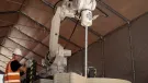 ChangeMaker3D’s robotic printing hub at Wigan Wastewater Treatment Works, where 3D-printed concrete components are produced for United Utilities and Scottish Water. (Image: ChangeMaker3D)