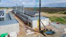 An aerial view of a Junttan PMx2e battery-electric rig driving RBL’s very low-carbon precast piles at Statera Energy’s Thurrock Flexible Generation site.