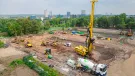 RBL’s new 7010 rig installing CFA piles on the Canalside regeneration site in Wolverhampton.